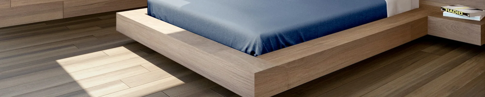 Luxury vinyl flooring in modern bedroom